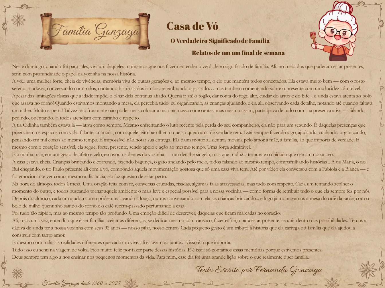 Página sobre encontro familiar